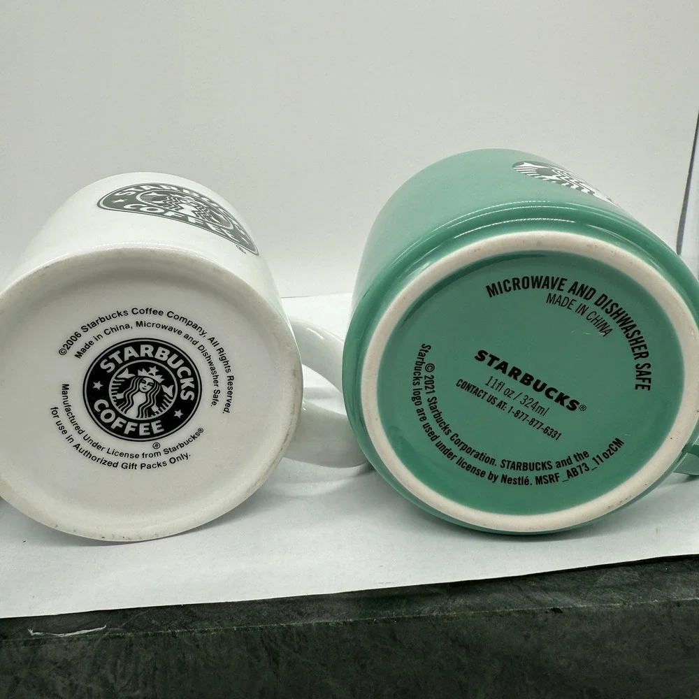 Starbucks Coffee Mug Lot 3 Siren Logo 2006 2021 Green White 11oz Collector